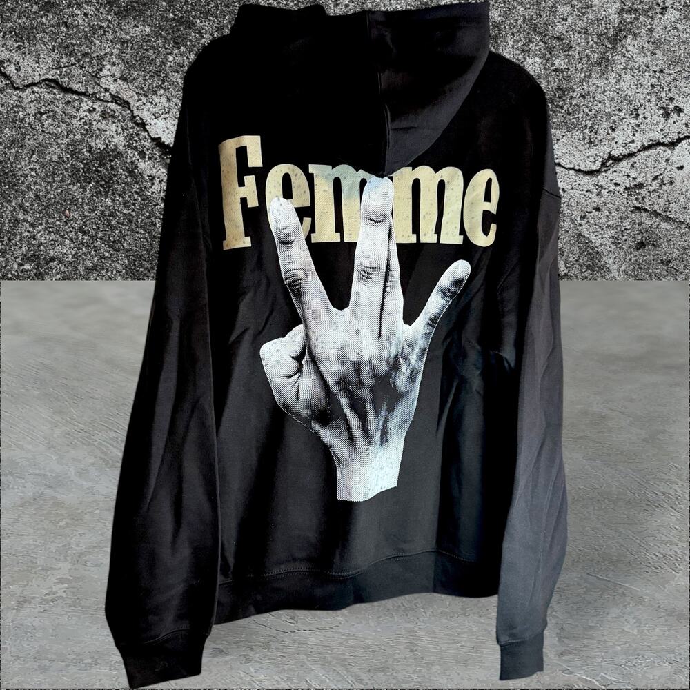 •NWT• Homme + Femme LA Black Twisted Fingers Cream • Men’s Large